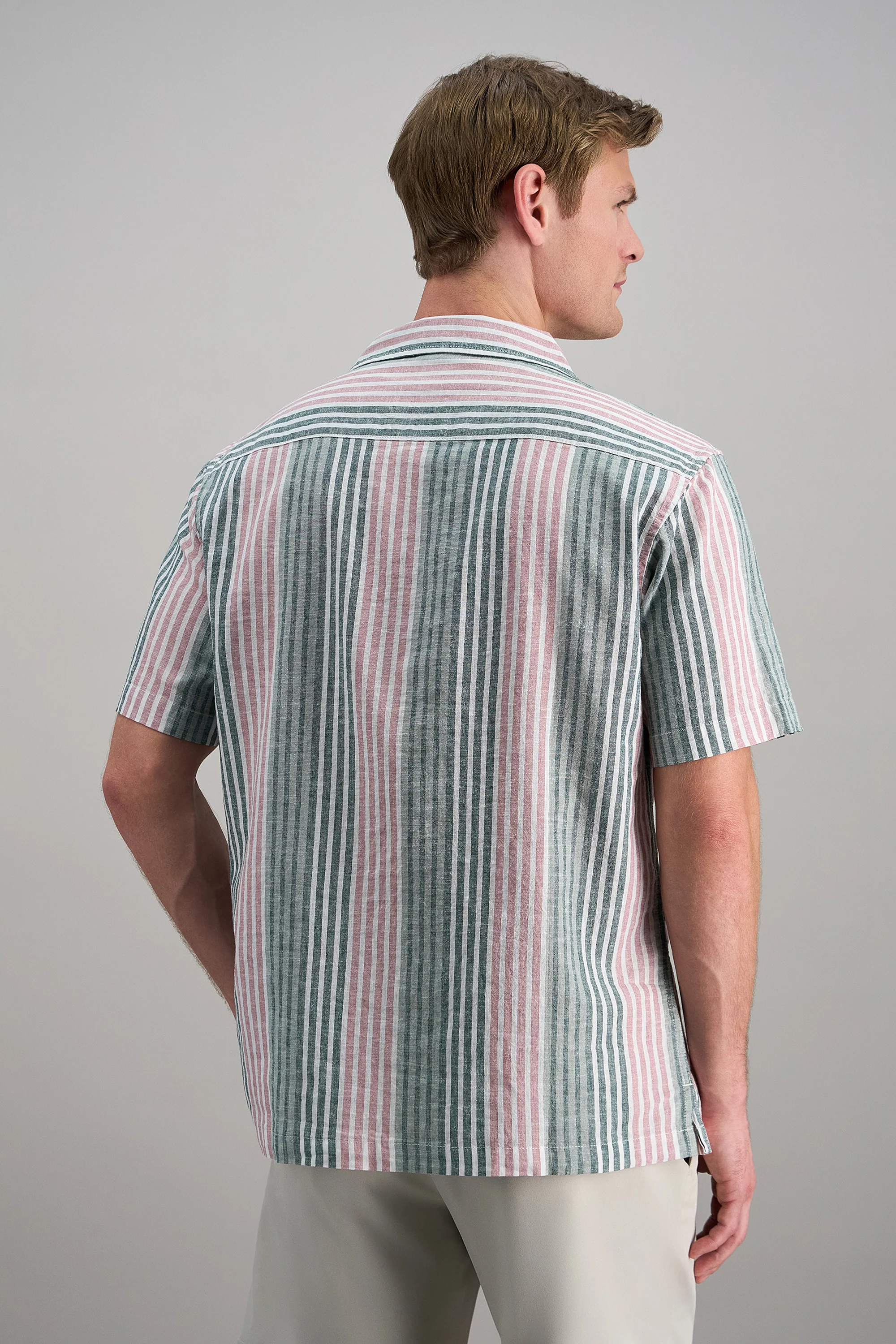 Short Sleeve Linen Stripe Camp Shirt - Image 4