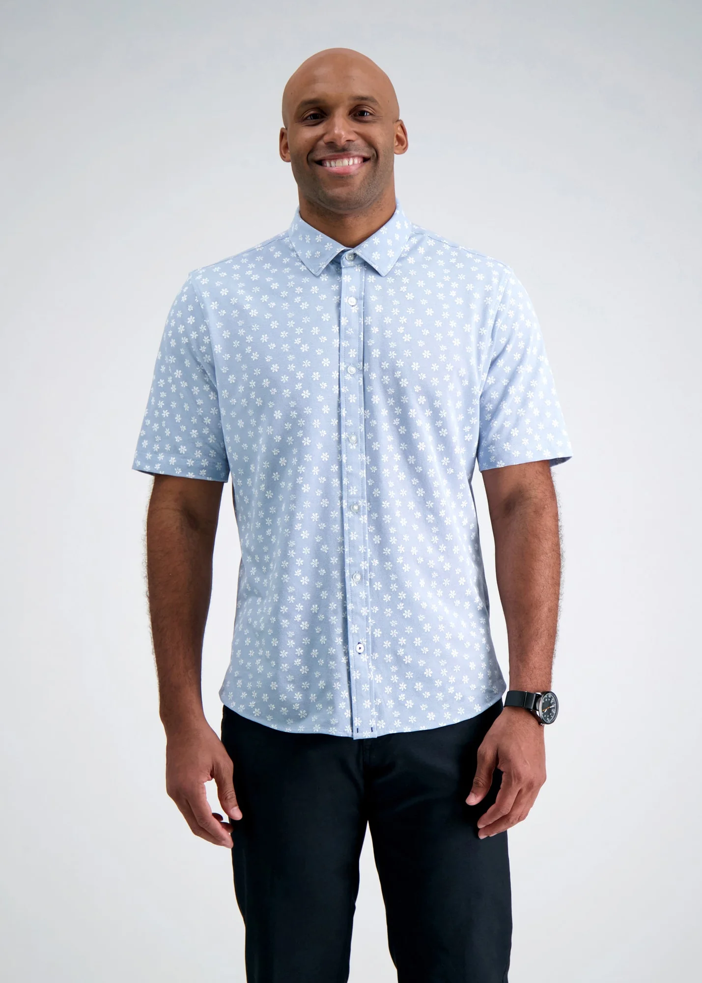 Pique Button Down Shirt - Floral Stamp - Image 4