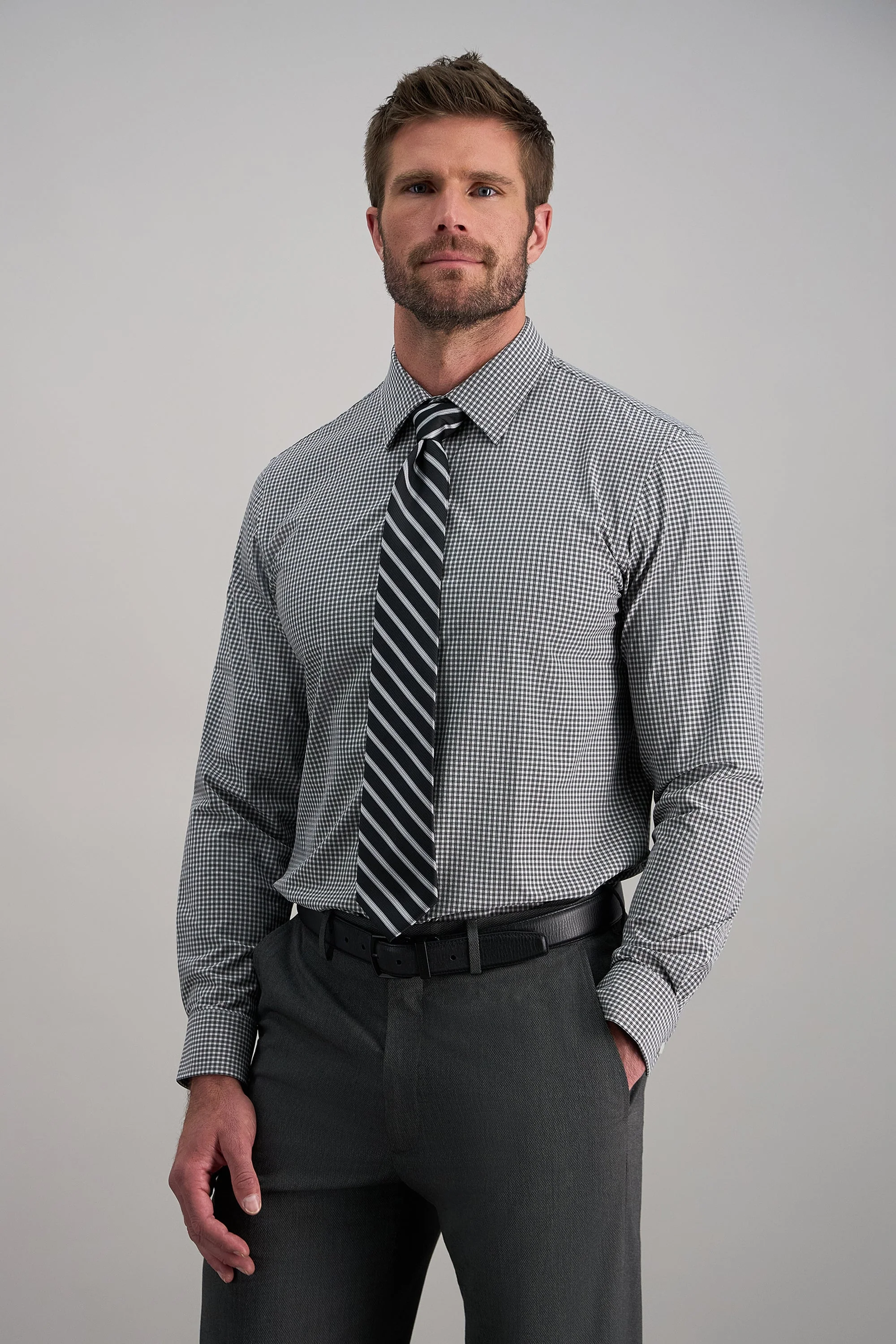 Smart Wash™ Dress Shirt - Black Check - Image 2