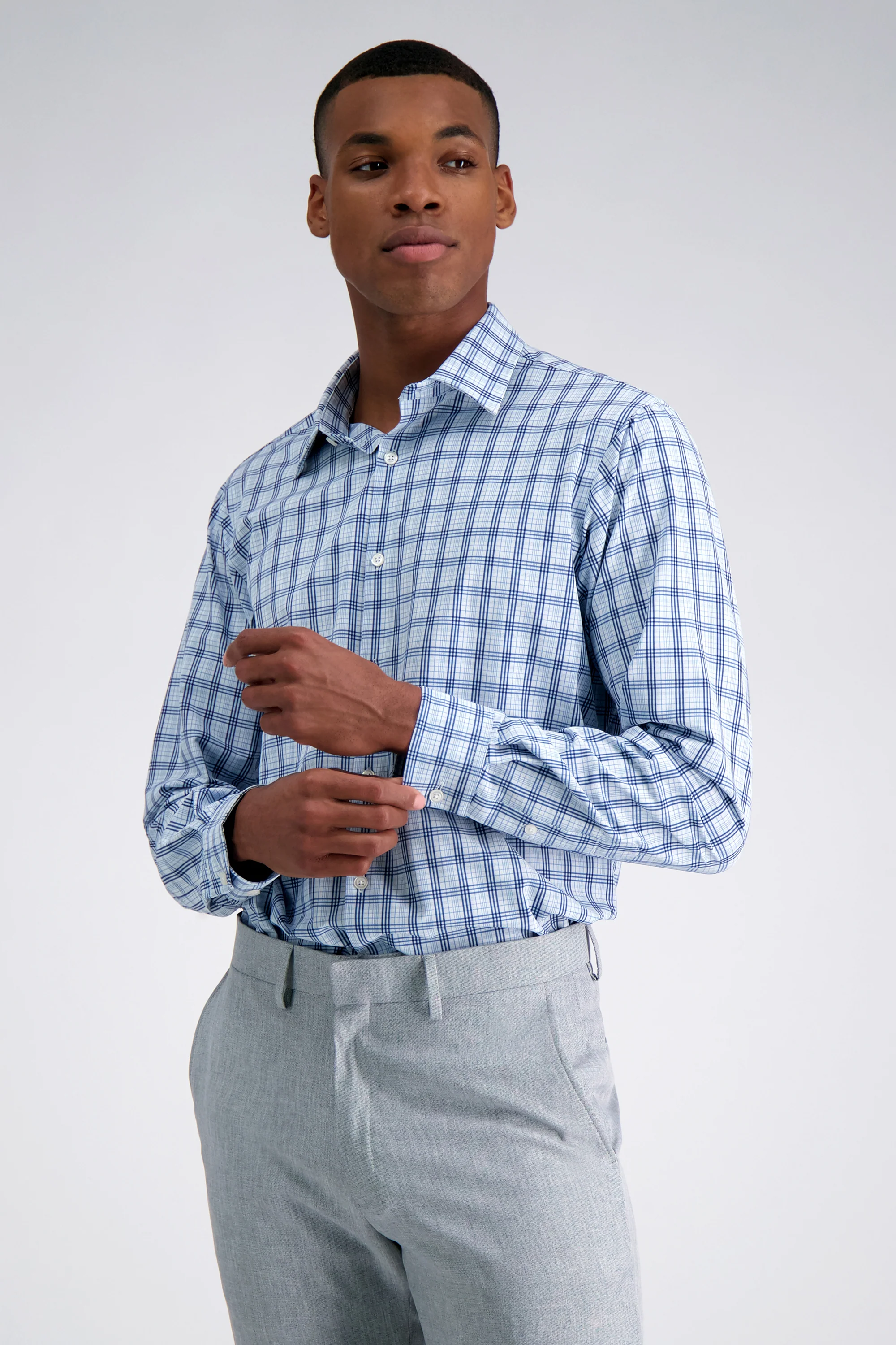 Smart Wash™ Dress Shirt - Blue Plaid