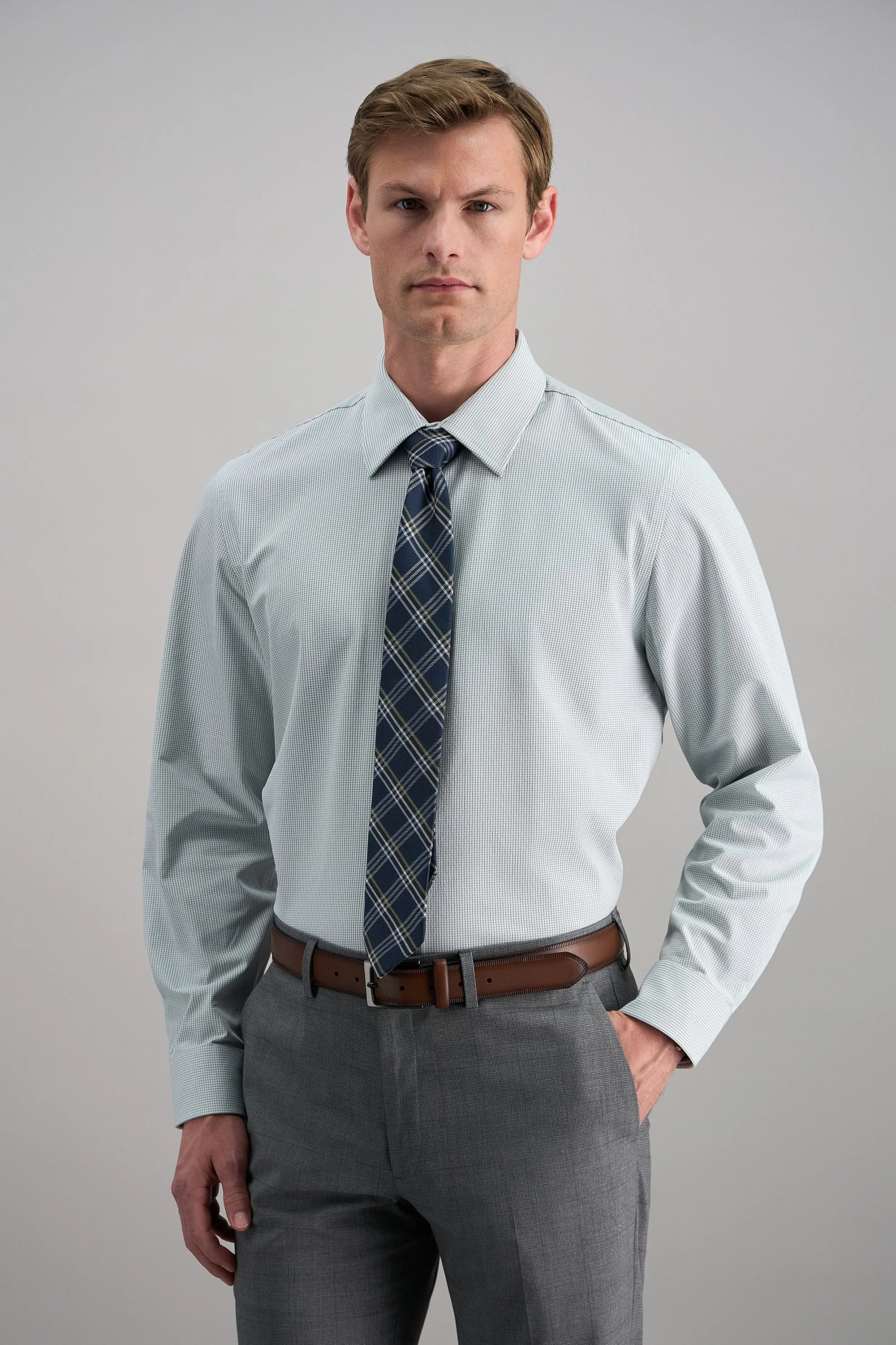 Smart Wash® Dress Shirt - Dark Green Check - Image 2