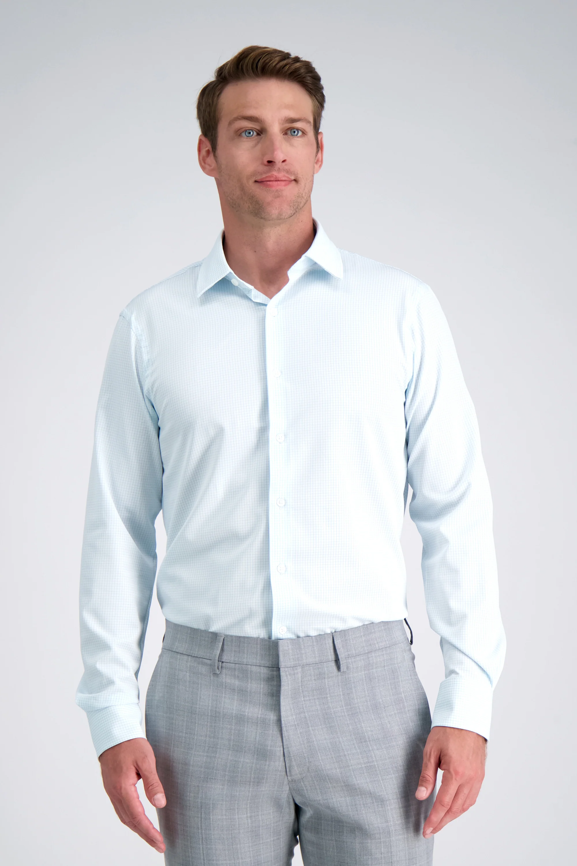 Smart Wash™ Dress Shirt - Light Blue Check