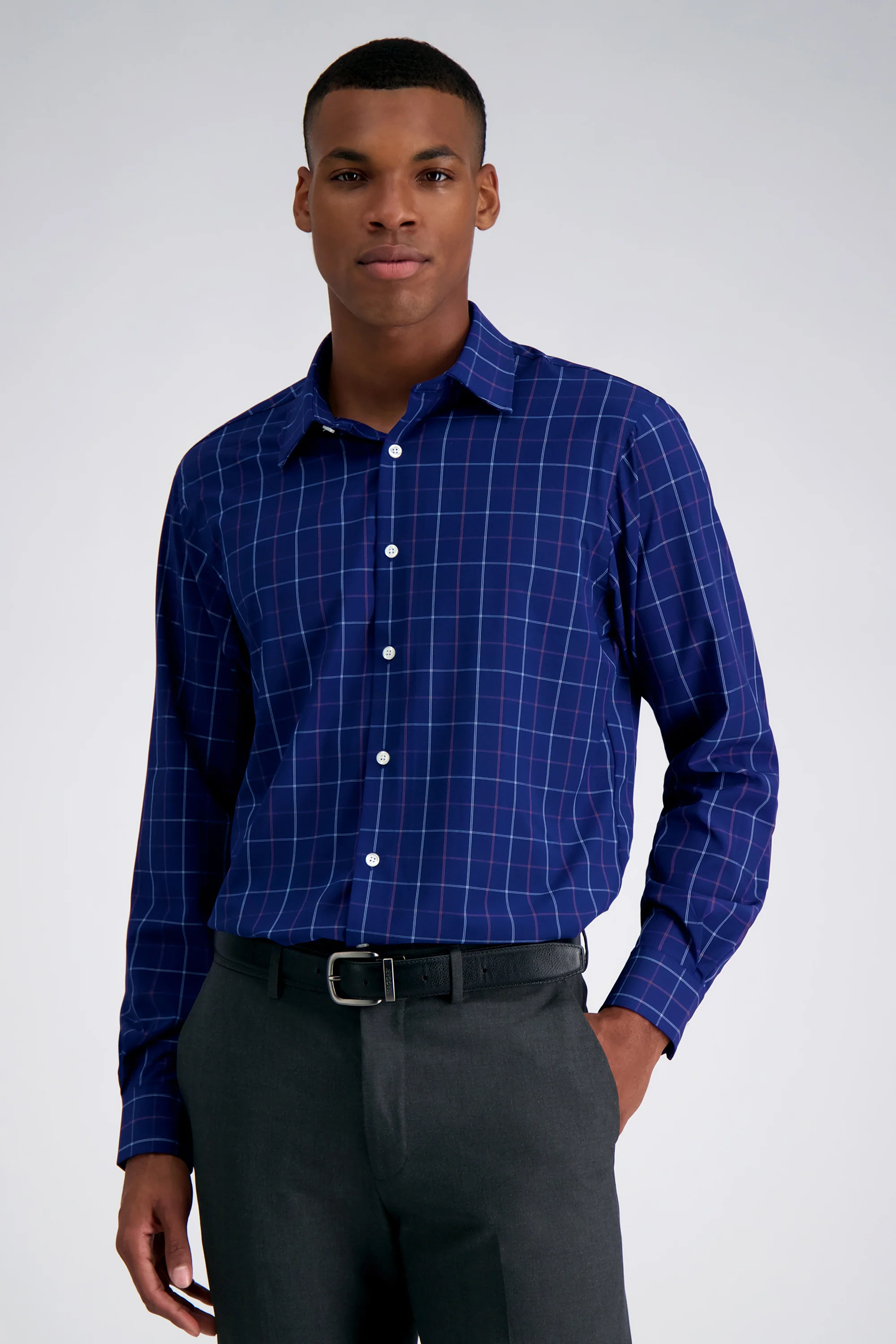 Smart Wash™ Dress Shirt - Navy Check