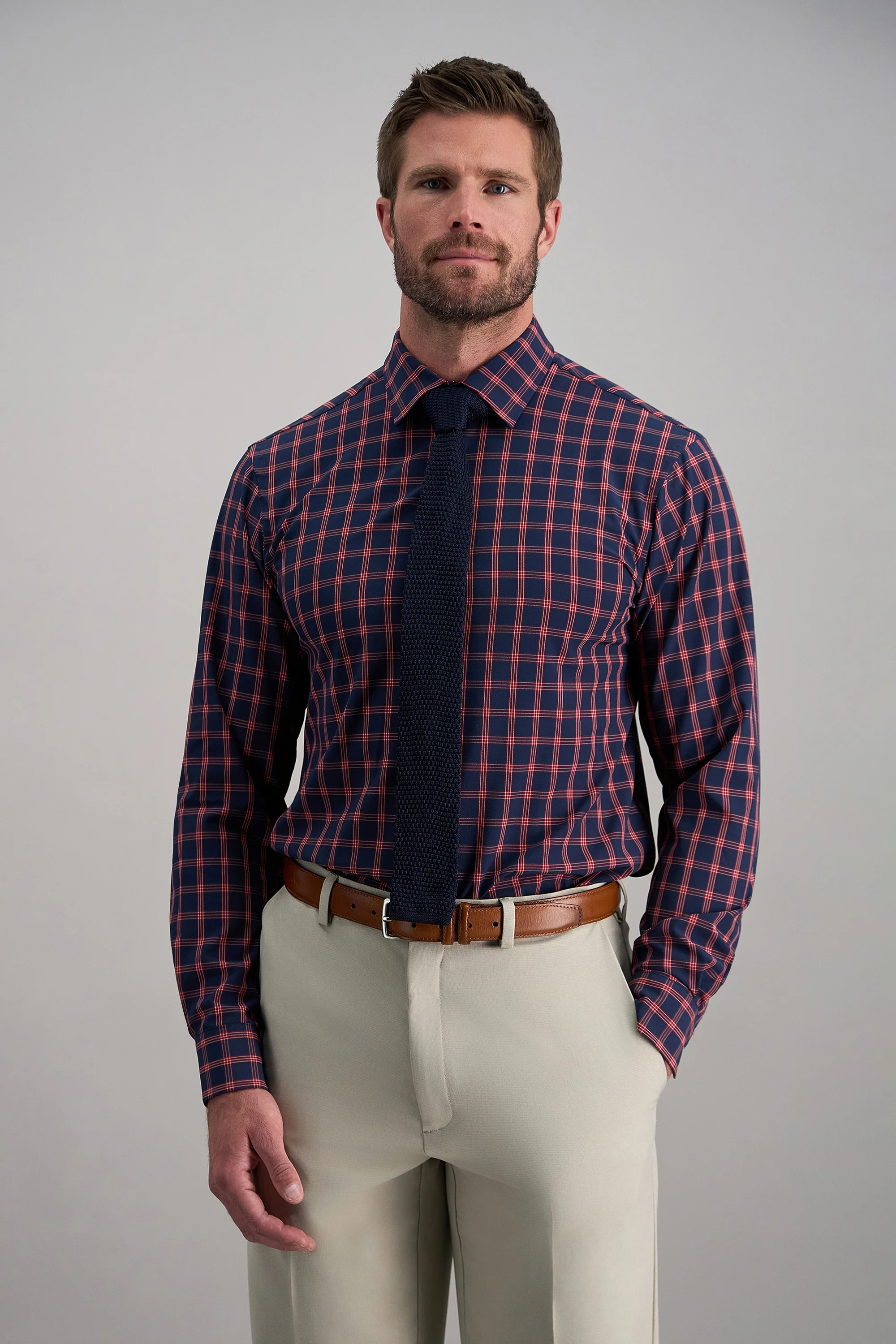 Smart Wash™ Dress Shirt - Navy Plaid - Image 2