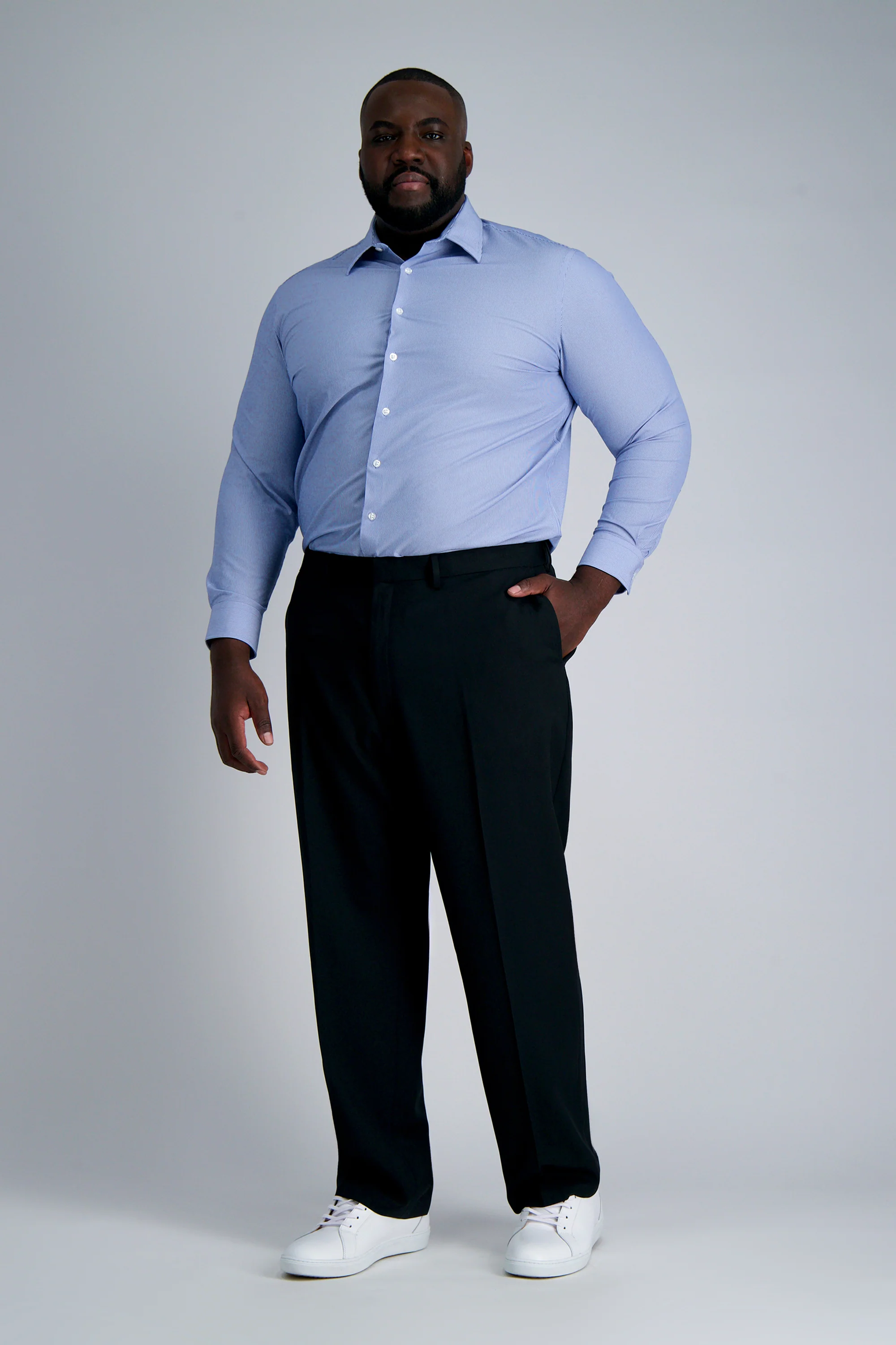 Smart Wash® Tall Dress Shirt - Indigo Stripe - Image 3