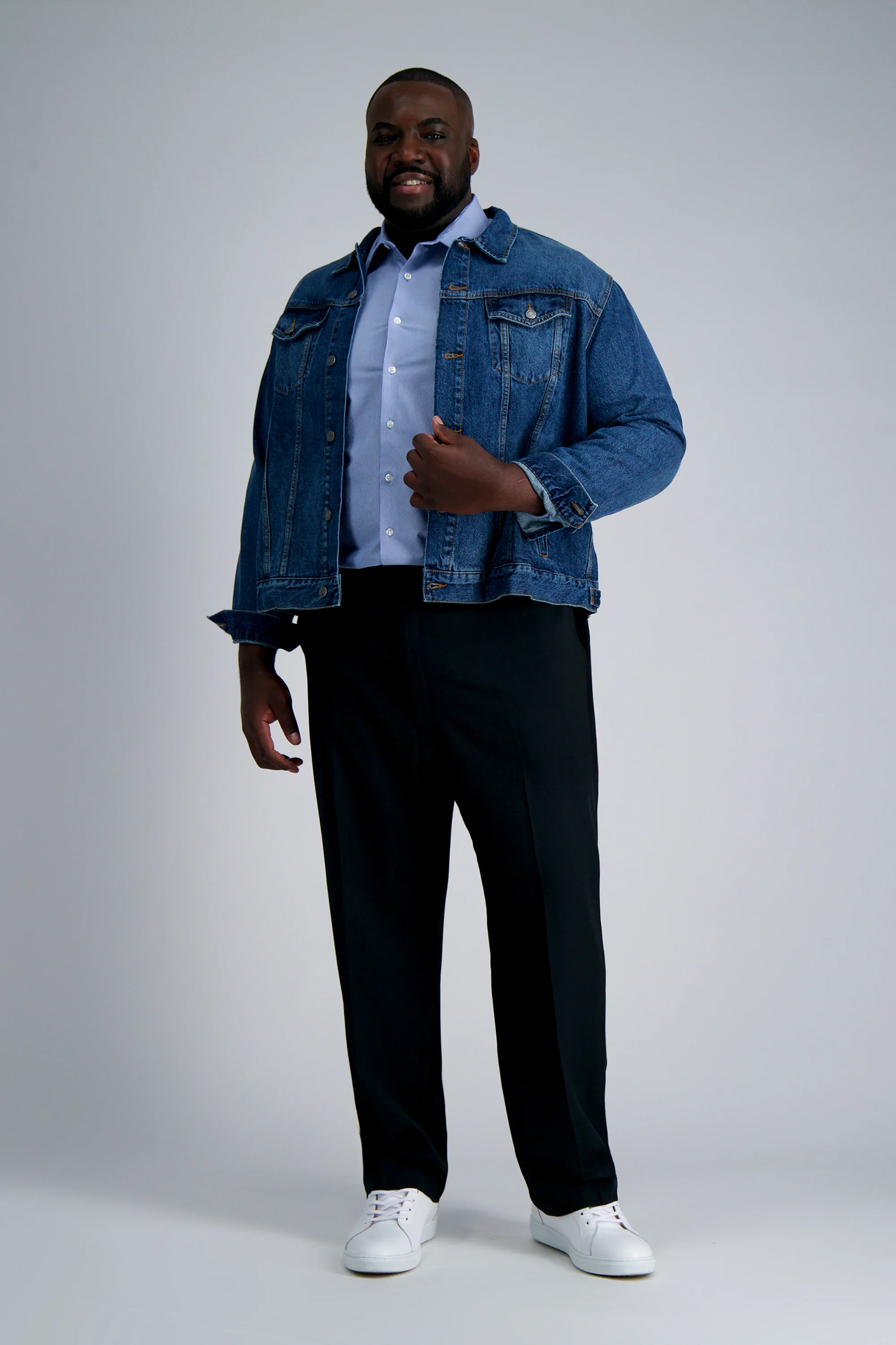 Smart Wash® Tall Dress Shirt - Indigo Stripe - Image 4