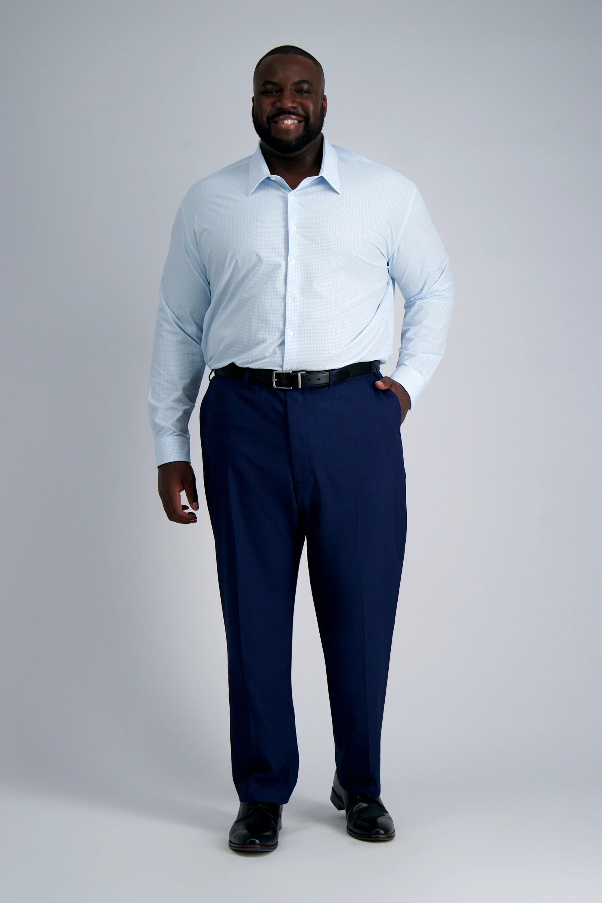 Smart Wash® Tall Dress Shirt - Sky Check - Image 3