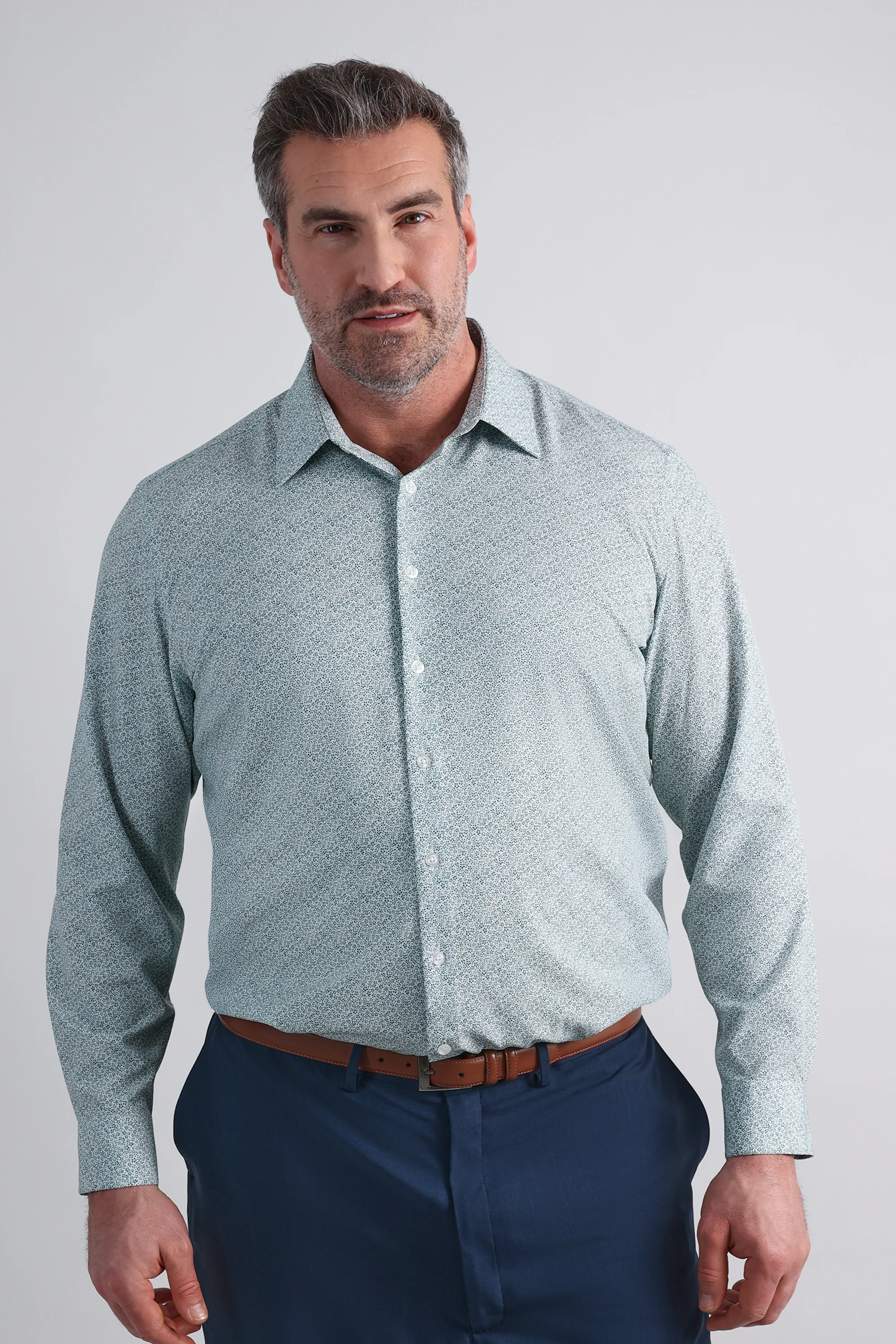 Tall Smart Wash® Dress Shirt - Forest Floral Print